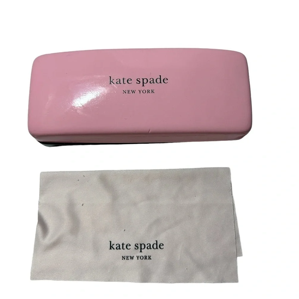 Kate Spade New York Pink/Green CLAMSHELL Sunglass Case+Cleaning Cloth